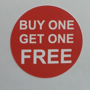 Buy One get One Free Stickers, BOGOF Sticky Labels