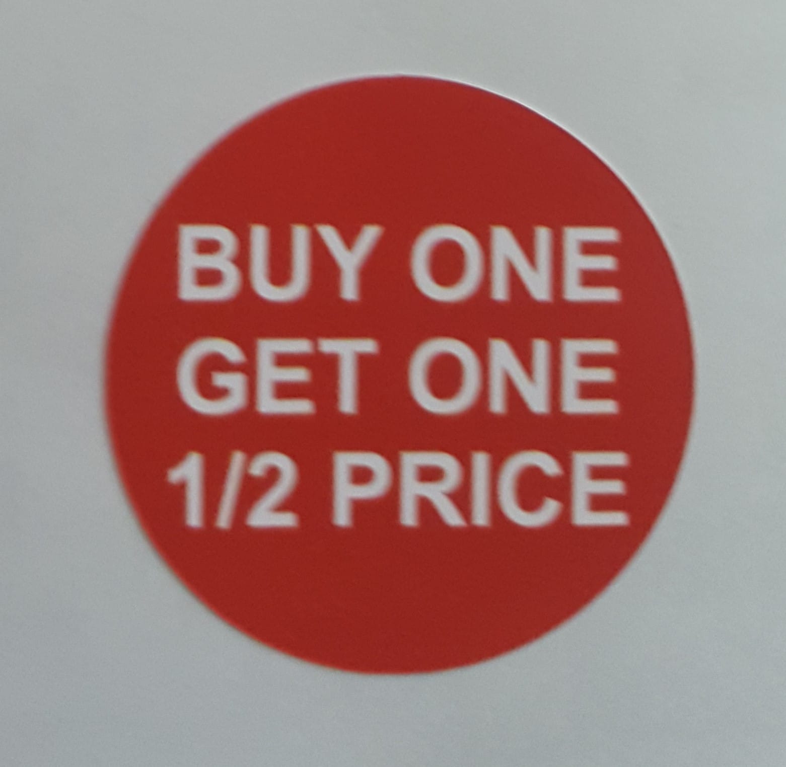 200 Price Stickers Buy One Get One Half Price Stickers 20mm