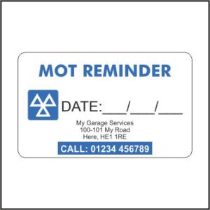 MOT Reminder Sticker